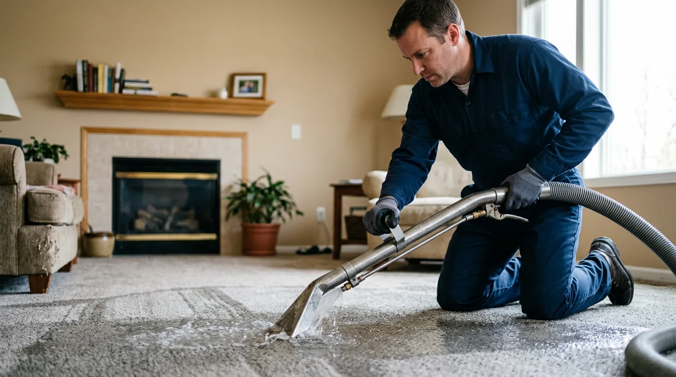 Water damage restoration technician working near Berwick, IL